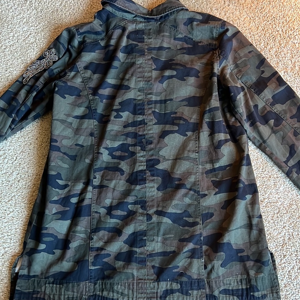 Jolt camouflage Camo green black botton down jacket sequin silver pockets XL - Picture 7 of 7